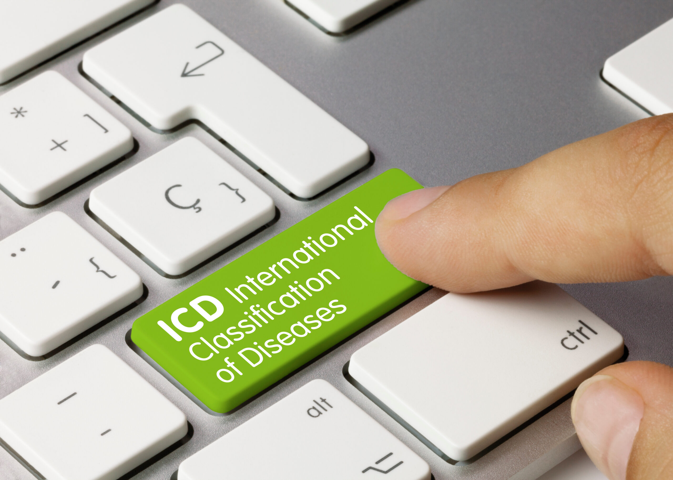 ICD International Classification of Diseases - Inscription on Green Keyboard Key